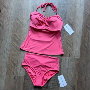 Athleta Bright Pink Halter Tankini TOP ONLY